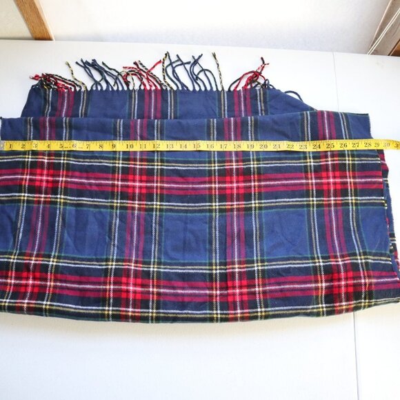 Italy Design | Multi Colored Plaid Cashmere Feel Fringed Wide  Scarf Wrap Unisex - Picture 4 of 8